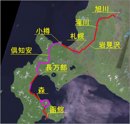 函館本線路線ルート図