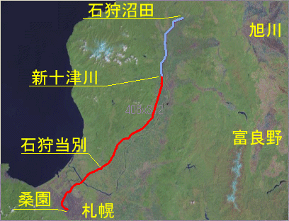 札沼線路線ルート図