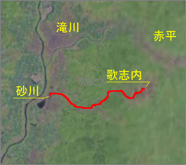 歌志内線路線ルート図
