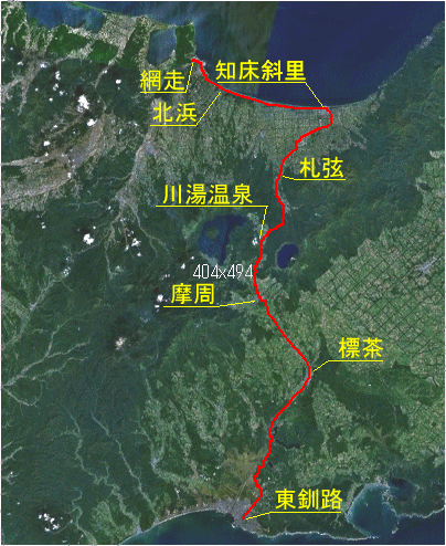釧網本線路線ルート図