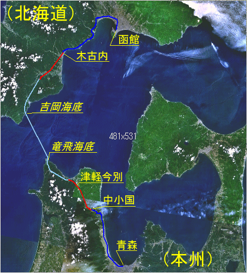 津軽海峡線路線ルート図