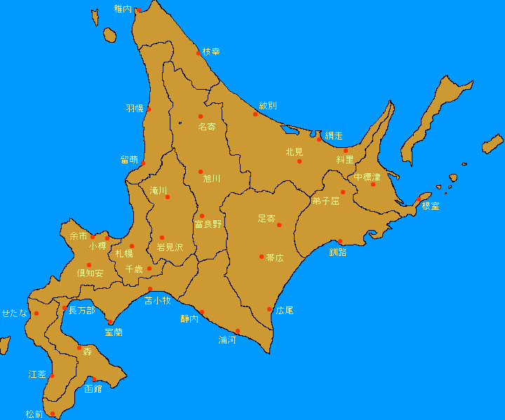 北海道の地名選択マップ